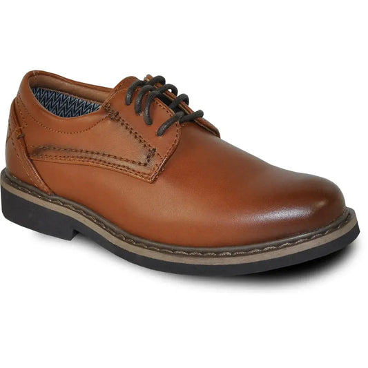 VANGELO Boy VALLO-1PKID Dress Shoe Formal Tuxedo for Prom & Wedding Brown Matte by Tux-USA