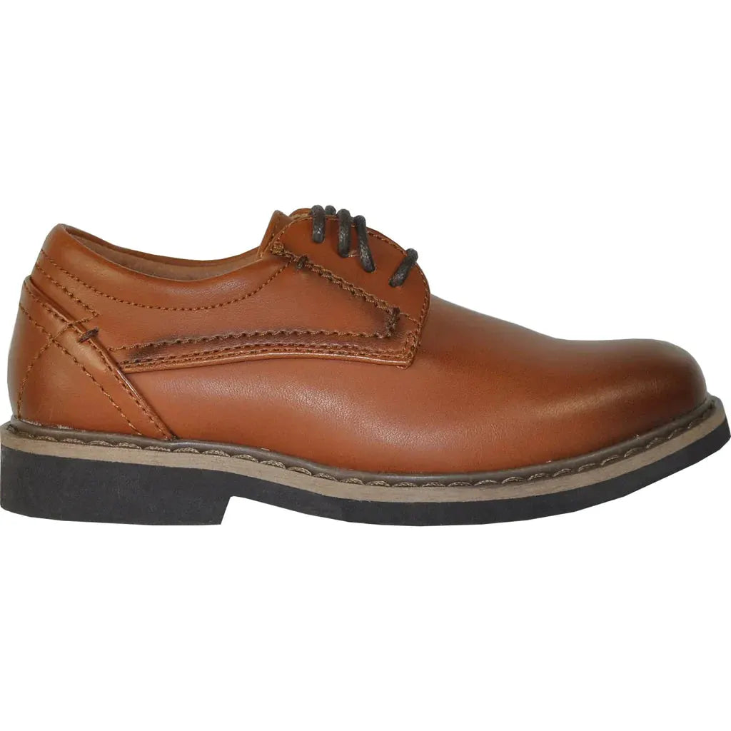 VANGELO Boy VALLO-1PKID Dress Shoe Formal Tuxedo for Prom & Wedding Brown Matte by Tux-USA