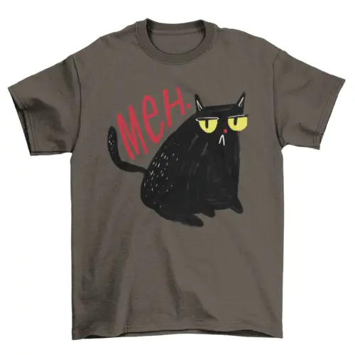 Funny unimpressed meh black cat t-shirt by Turquoise Theseus