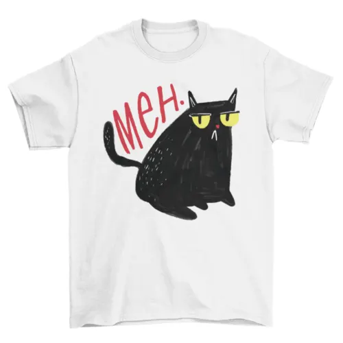 Funny unimpressed meh black cat t-shirt by Turquoise Theseus