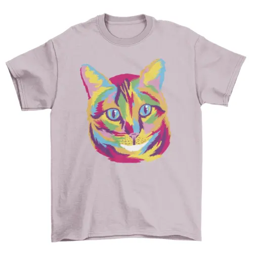 Colorful cat animal face t-shirt by Turquoise Theseus