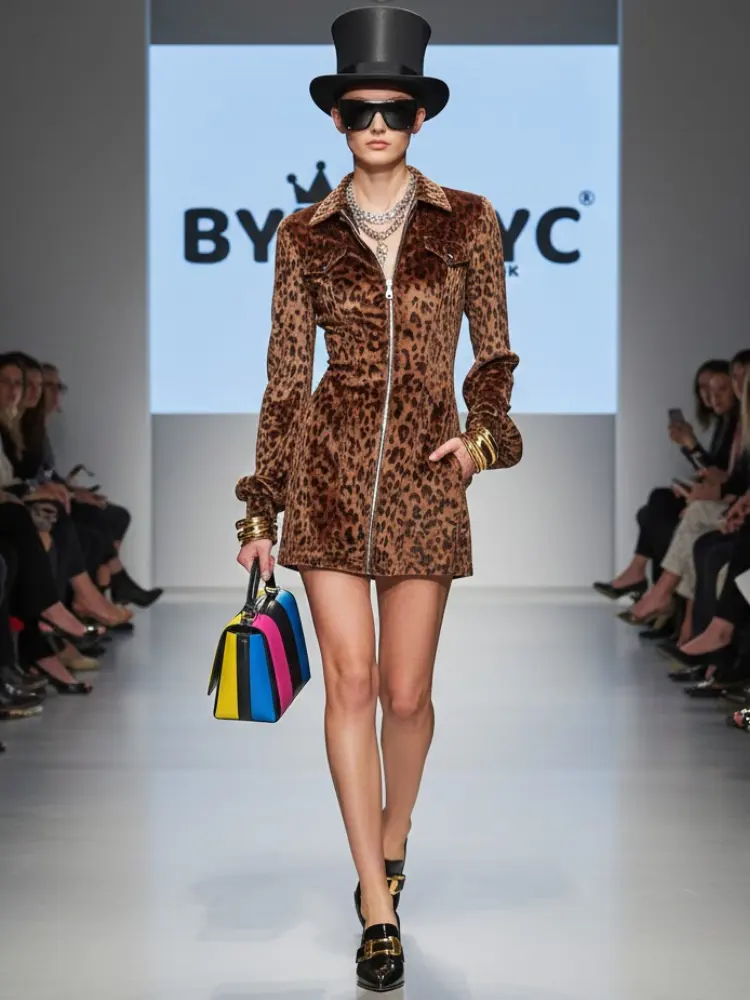 Velvet Leopard Zip-Dress • SOHO New Collection BYMANYC ® New York by BYMANYC ® New York