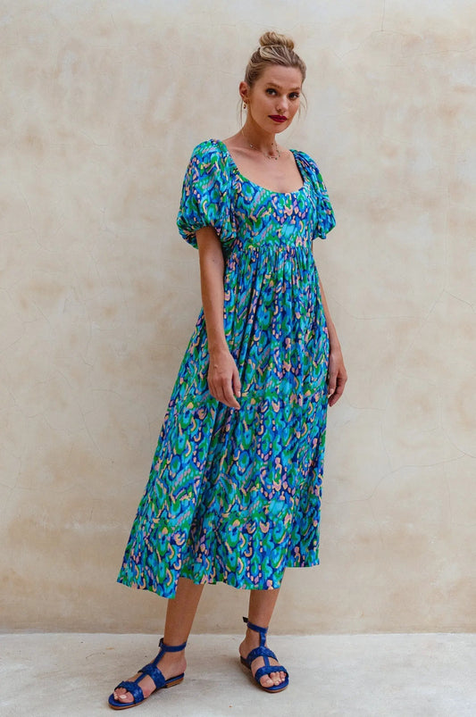 Violeta Puff Sleeve Midi Dress (Sale) by ELF