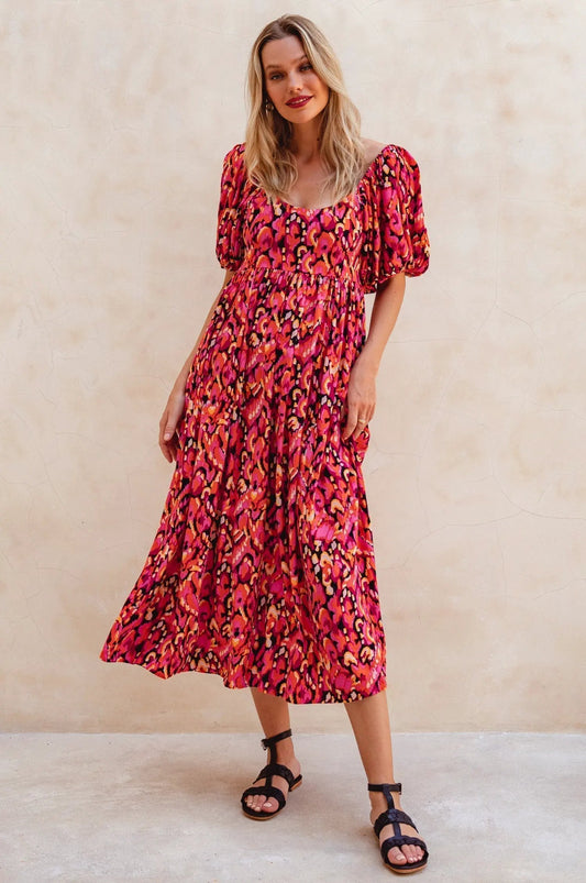 Violeta Puff Sleeve Midi Dress (Sale) by ELF