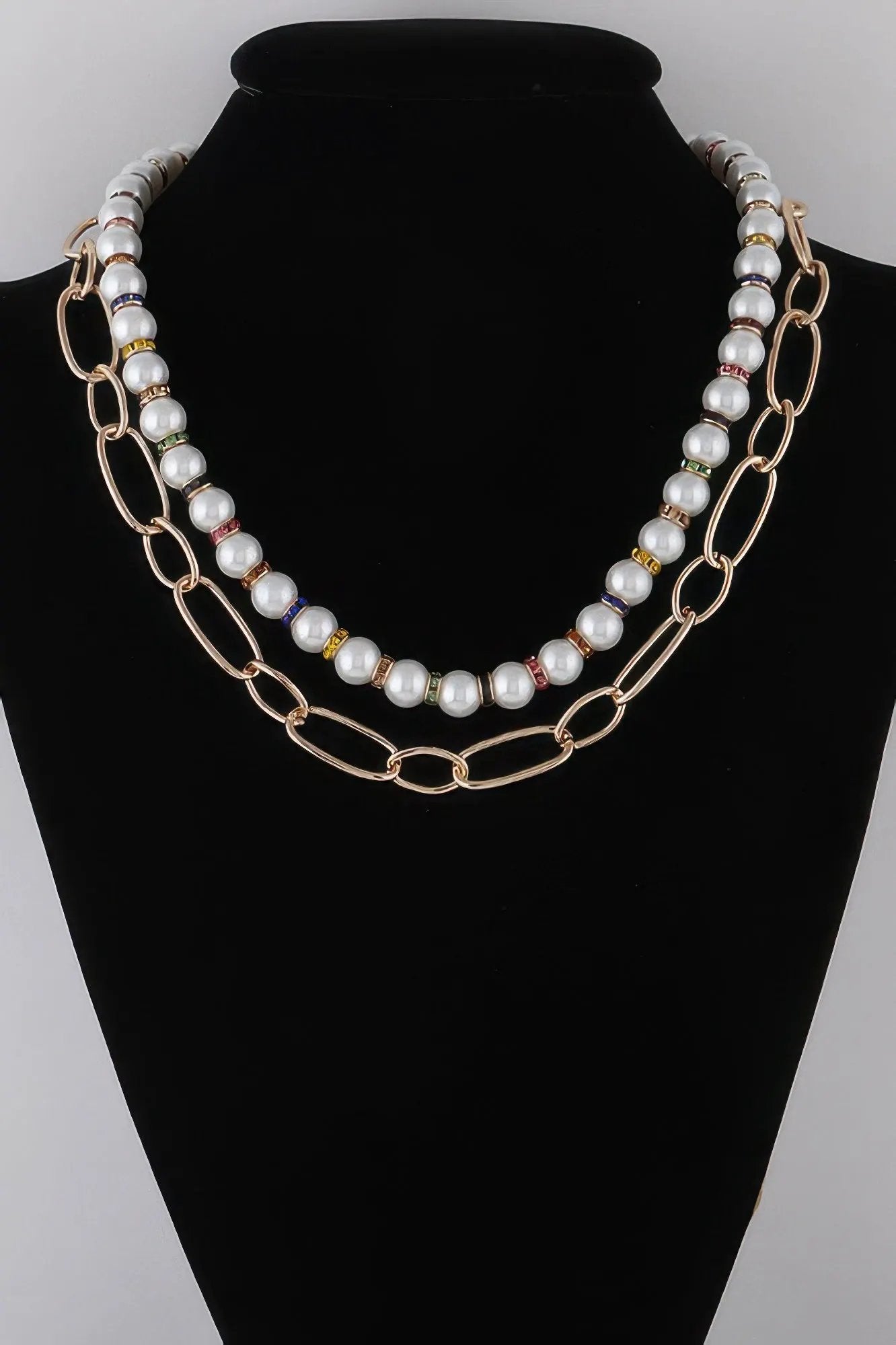 Women's Double Layered Pearl N Chain Necklace BYMANYC ® New York CONTEMPORARY VIBRANT MODERN FASHION - New Collection by BYMANYC New York