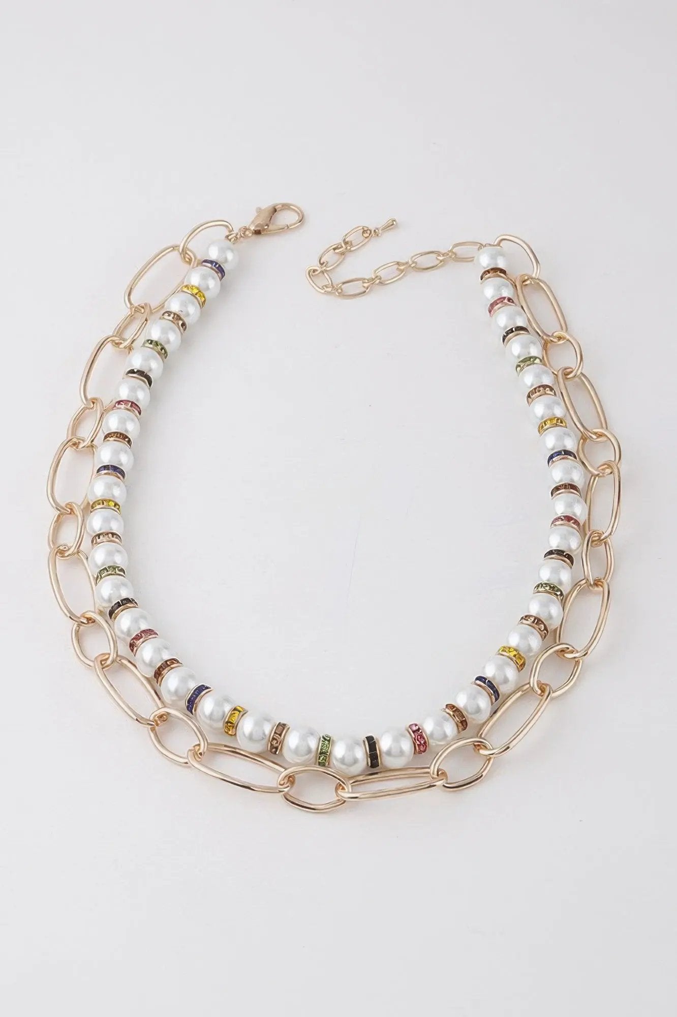 Women's Double Layered Pearl N Chain Necklace BYMANYC ® New York CONTEMPORARY VIBRANT MODERN FASHION - New Collection by BYMANYC New York
