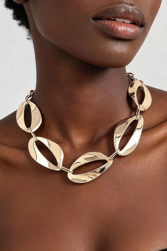 Women's Chain Necklace Hammered Abstract BYMANYC ® New York SCULPTURAL TEXTURED LINK COLLAR - New Collection by BYMANYC New York