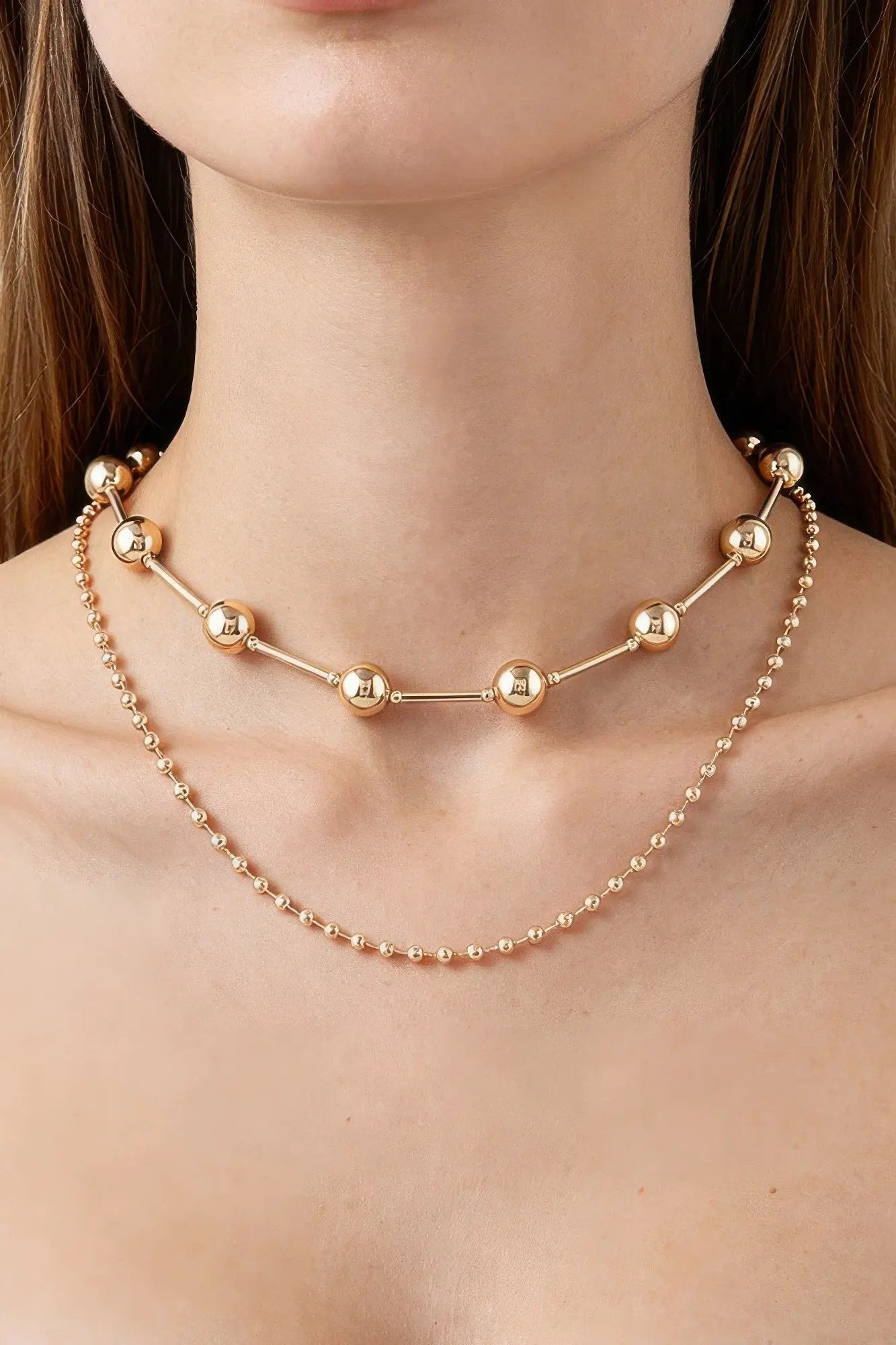 Women's Chain Necklace Double Polished Space BYMANYC ® New York CONTEMPORARY DUAL-LAYER LINK COLLAR - New Collection by BYMANYC New York