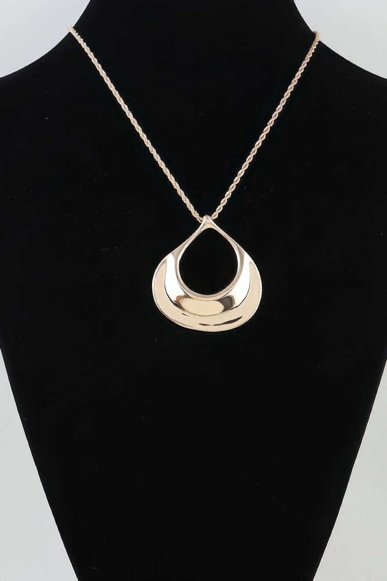 Women's Pendant Necklace Polished Ripple Teardrop Twisted BYMANYC ® New York SCULPTURAL TEXTURED DROP COLLAR - New Collection by BYMANYC New York