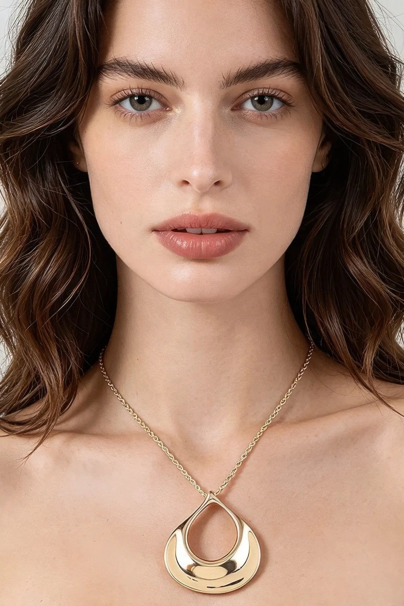 Women's Pendant Necklace Polished Ripple Teardrop Twisted BYMANYC ® New York SCULPTURAL TEXTURED DROP COLLAR - New Collection by BYMANYC New York