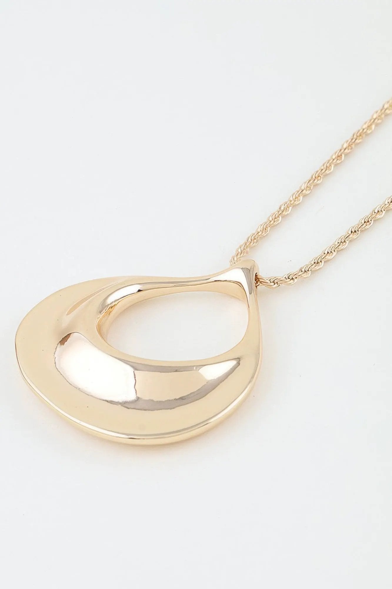 Women's Pendant Necklace Polished Ripple Teardrop Twisted BYMANYC ® New York SCULPTURAL TEXTURED DROP COLLAR - New Collection by BYMANYC New York