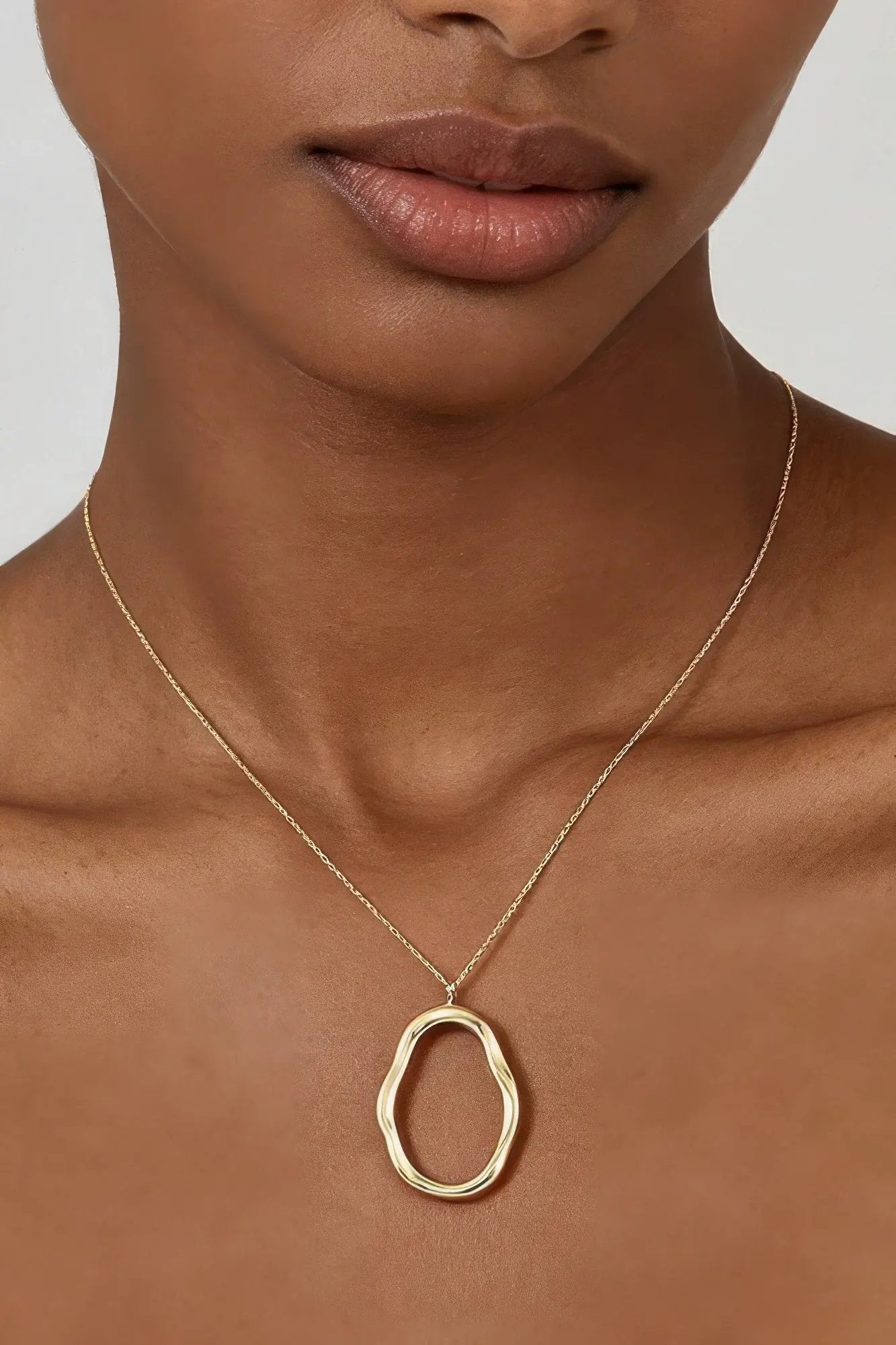Women's Pendant Necklace Hammered Ripple Oval Twisted BYMANYC ® New York SCULPTURAL TEXTURED DROP COLLAR - New Collection by BYMANYC New York