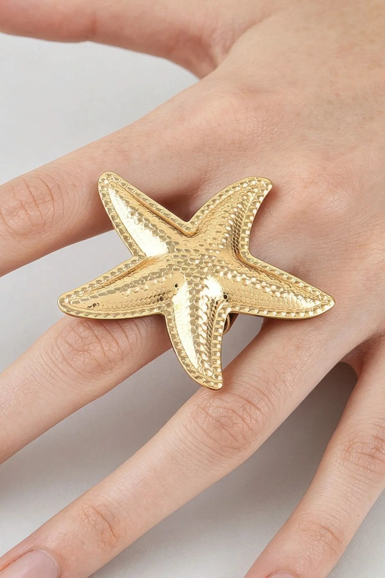 Women's Statement Ring Hammered Scale Starfish BYMANYC ® New York TEXTURED OCEANIC CELESTIAL BAND - New Collection by BYMANYC New York