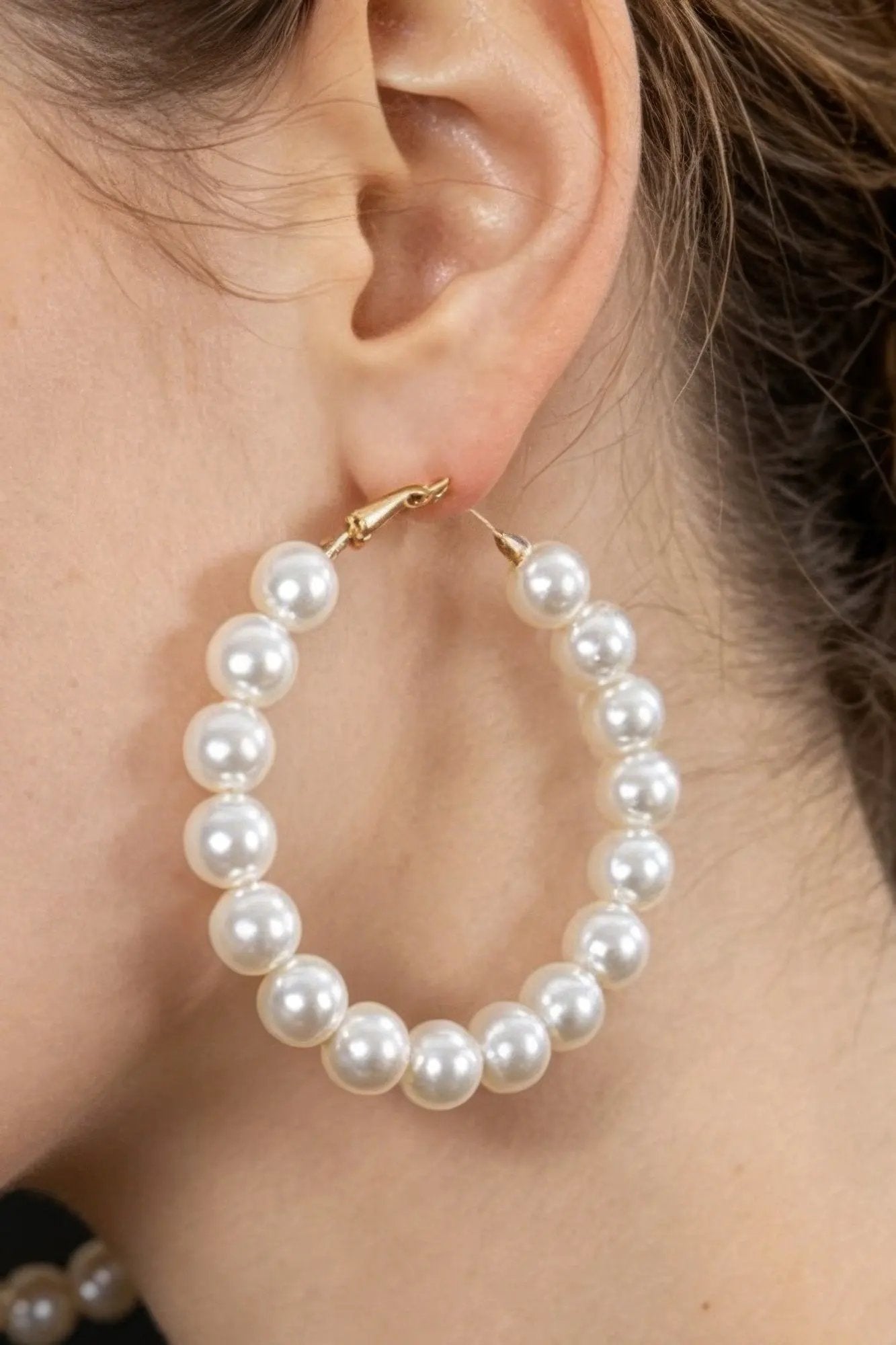 Women's Hoop Earrings Upside Down Pearl BYMANYC ® New York INVERTED PEARL STATEMENT HOOPS - New Collection by BYMANYC New York