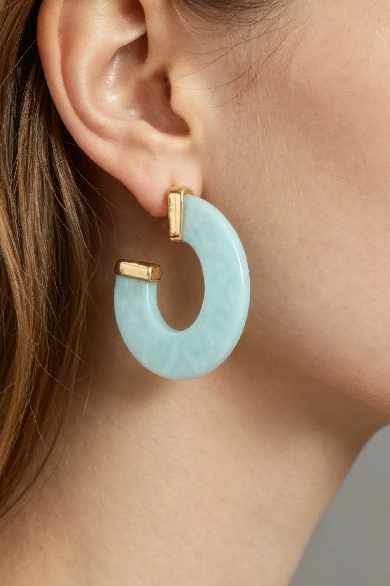 Women's Hoop Earrings Marble Stone Open BYMANYC ® New York CONTEMPORARY ORGANIC RESIN HOOPS - New Collection by BYMANYC New York