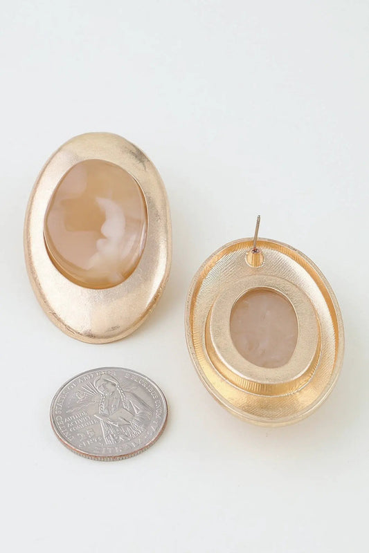 Women's Drop Earrings Modern Matte Stone Frame BYMANYC ® New York CONTEMPORARY GEOMETRIC FRAMED DANGLE - New Collection by BYMANYC New York