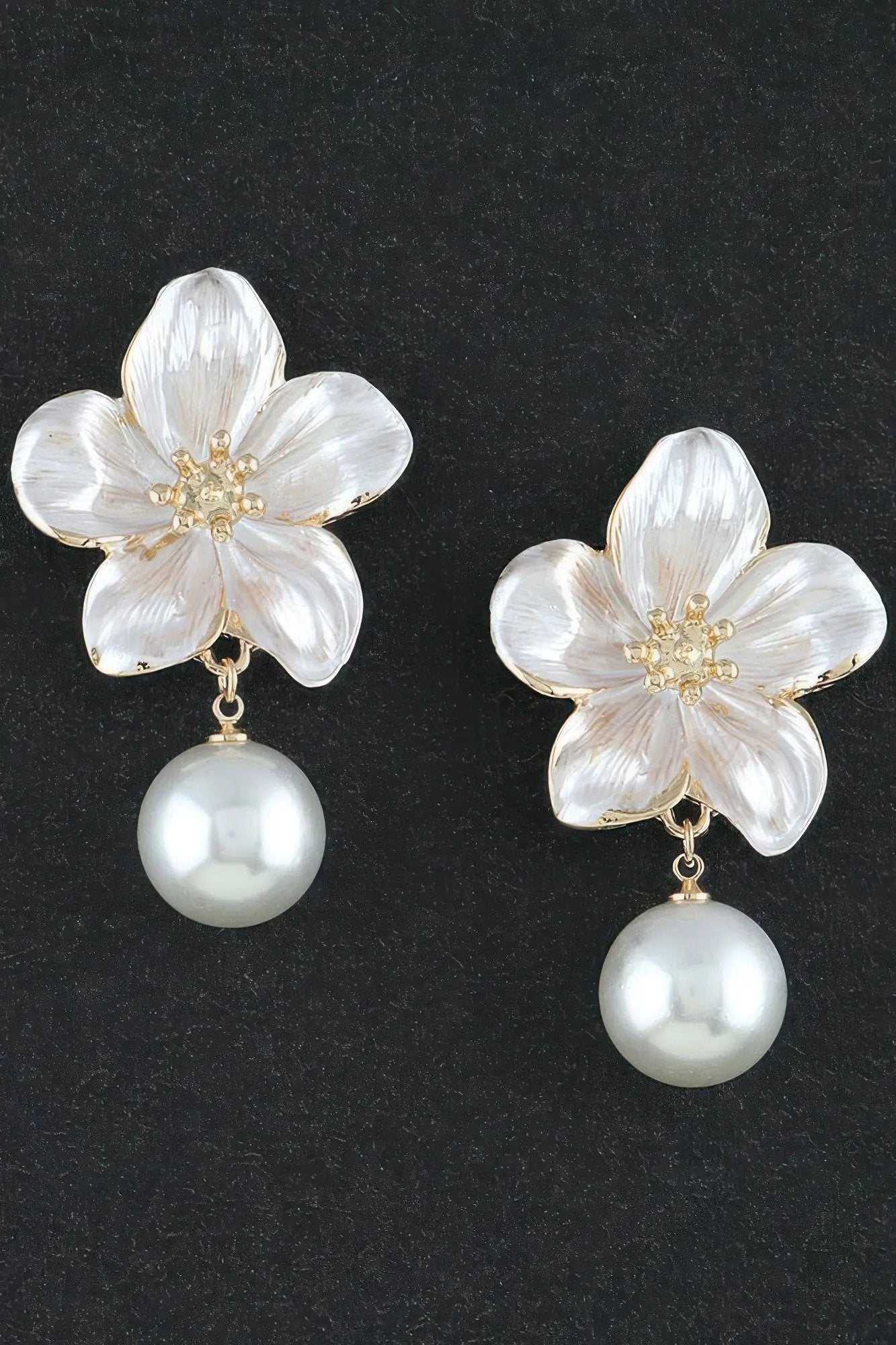 Women's Drop Earrings Pearl Flower Accent BYMANYC ® New York ELEGANT FLORAL DANGLE EARRINGS - New Collection by BYMANYC New York