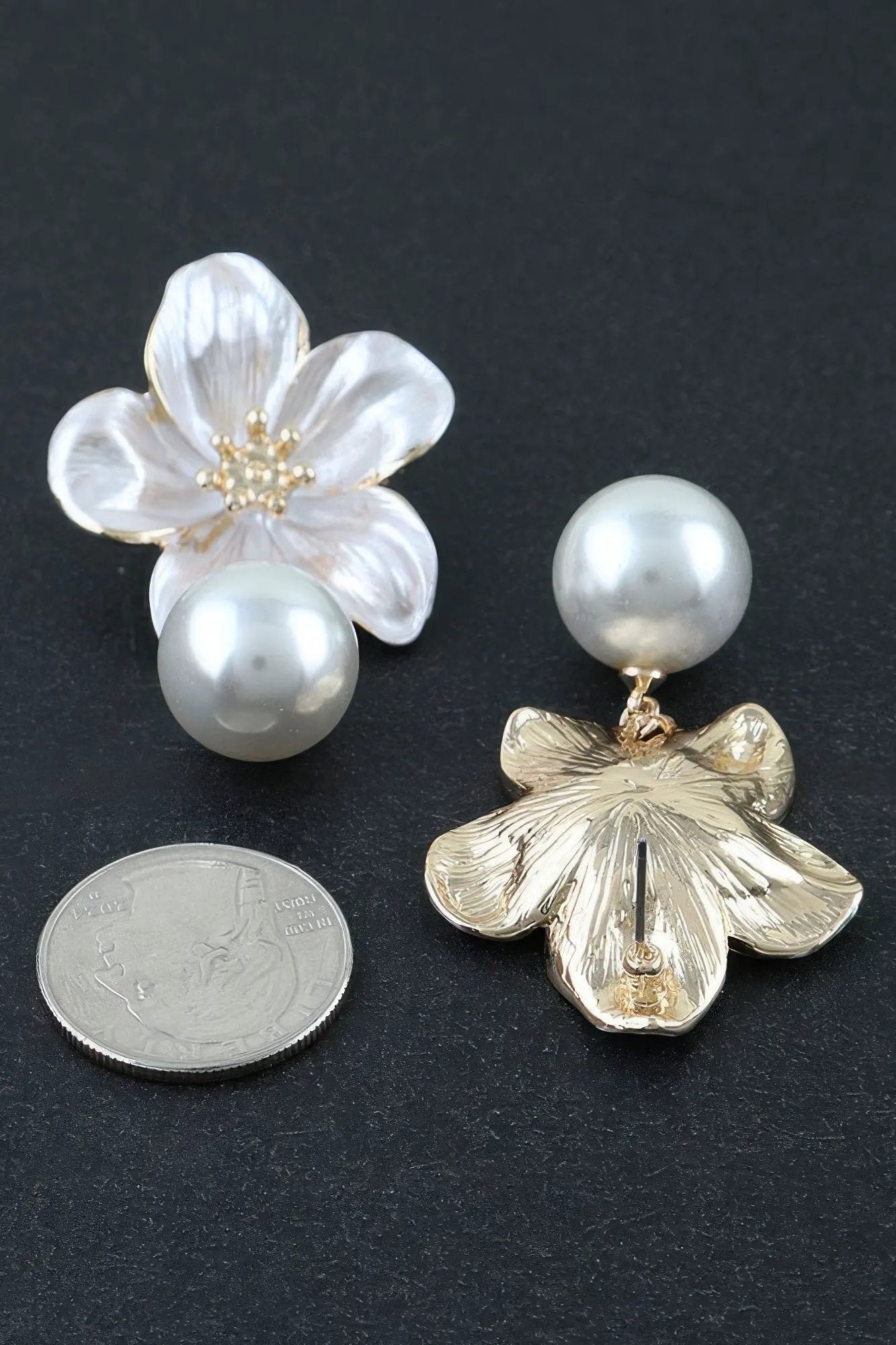 Women's Drop Earrings Pearl Flower Accent BYMANYC ® New York ELEGANT FLORAL DANGLE EARRINGS - New Collection by BYMANYC New York