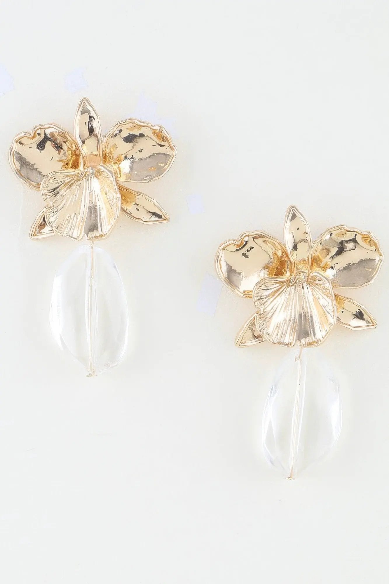 Women's Drop Earrings Hammered Orchid Accent BYMANYC ® New York BLOOMING BOTANICAL DANGLE EARRINGS - New Collection by BYMANYC New York