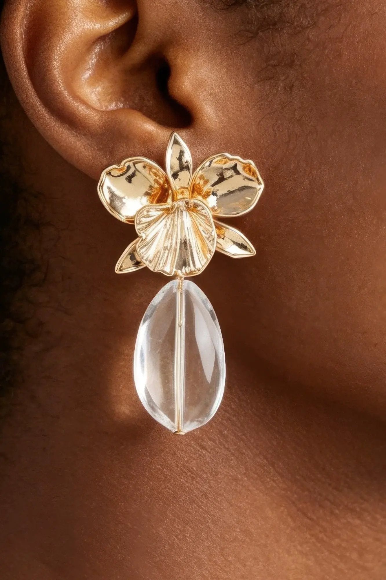 Women's Drop Earrings Hammered Orchid Accent BYMANYC ® New York BLOOMING BOTANICAL DANGLE EARRINGS - New Collection by BYMANYC New York