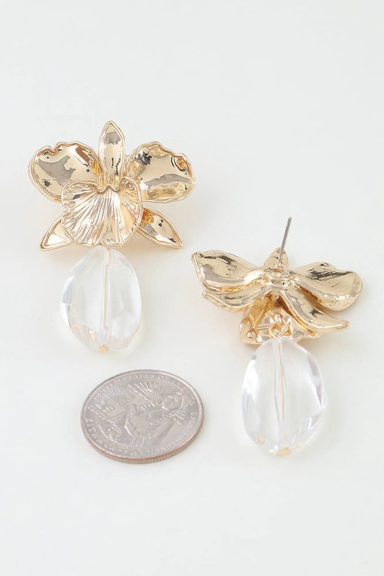 Women's Drop Earrings Hammered Orchid Accent BYMANYC ® New York BLOOMING BOTANICAL DANGLE EARRINGS - New Collection by BYMANYC New York