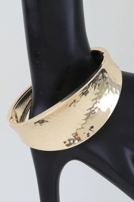 Women's Cuff Bracelet Hammered Leaf Clasp BYMANYC ® New York BOTANICAL OPEN STATEMENT BANGLE - New Collection by BYMANYC New York