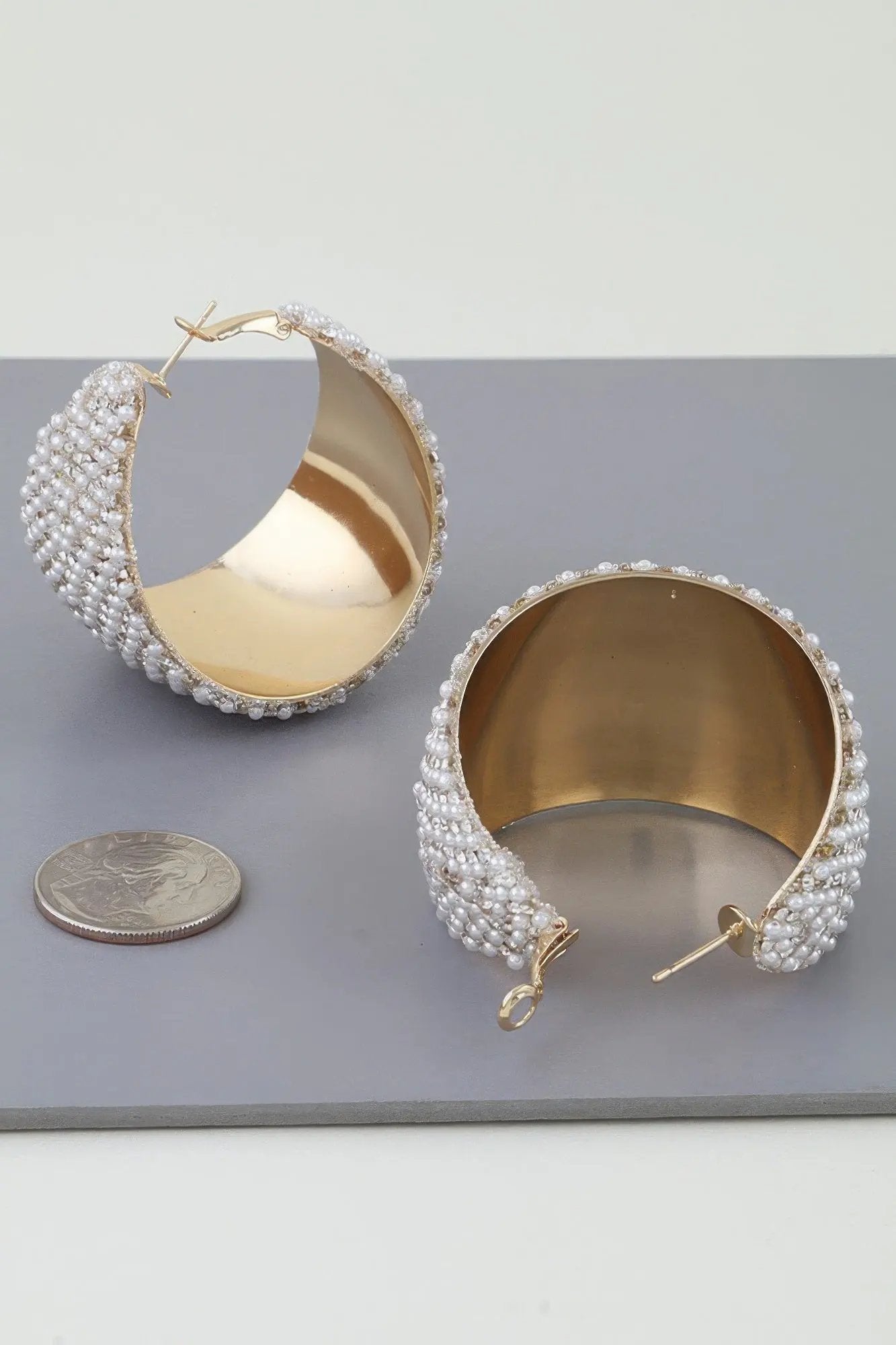 Women's Earrings Hoops Pearl BYMANYC ® New York HUDSON CRESCENT - New Collection by BYMANYC New York