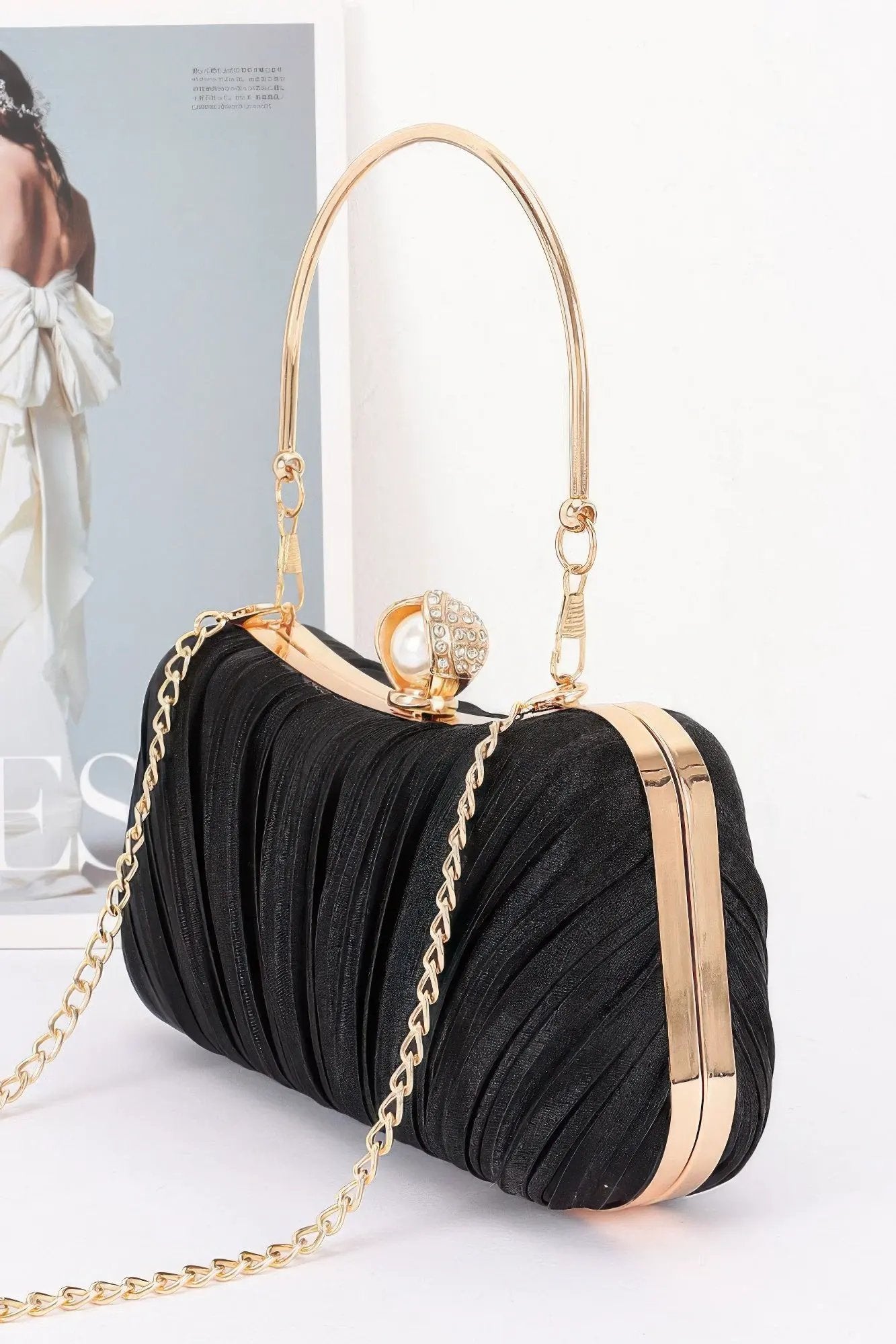 Women's Party Clutch Pleated Polyester BYMANYC ® New York ELEGANT TEXTURED EVENING PURSE - New Collection by BYMANYC New York