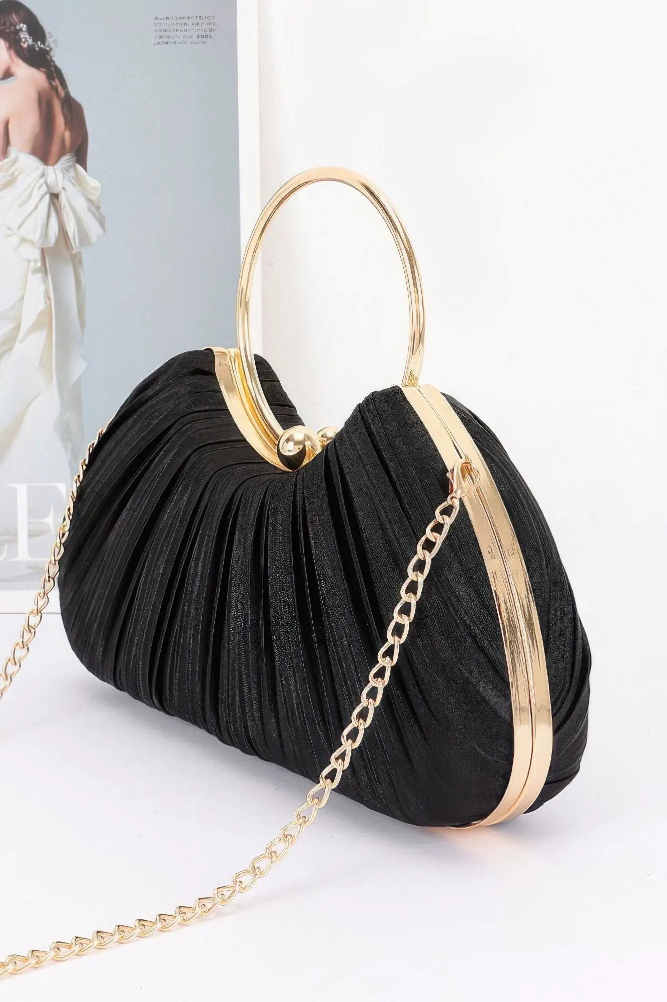 Women's Party Clutch Pleated Polyester BYMANYC ® New York ELEGANT TEXTURED EVENING PURSE - New Collection by BYMANYC New York