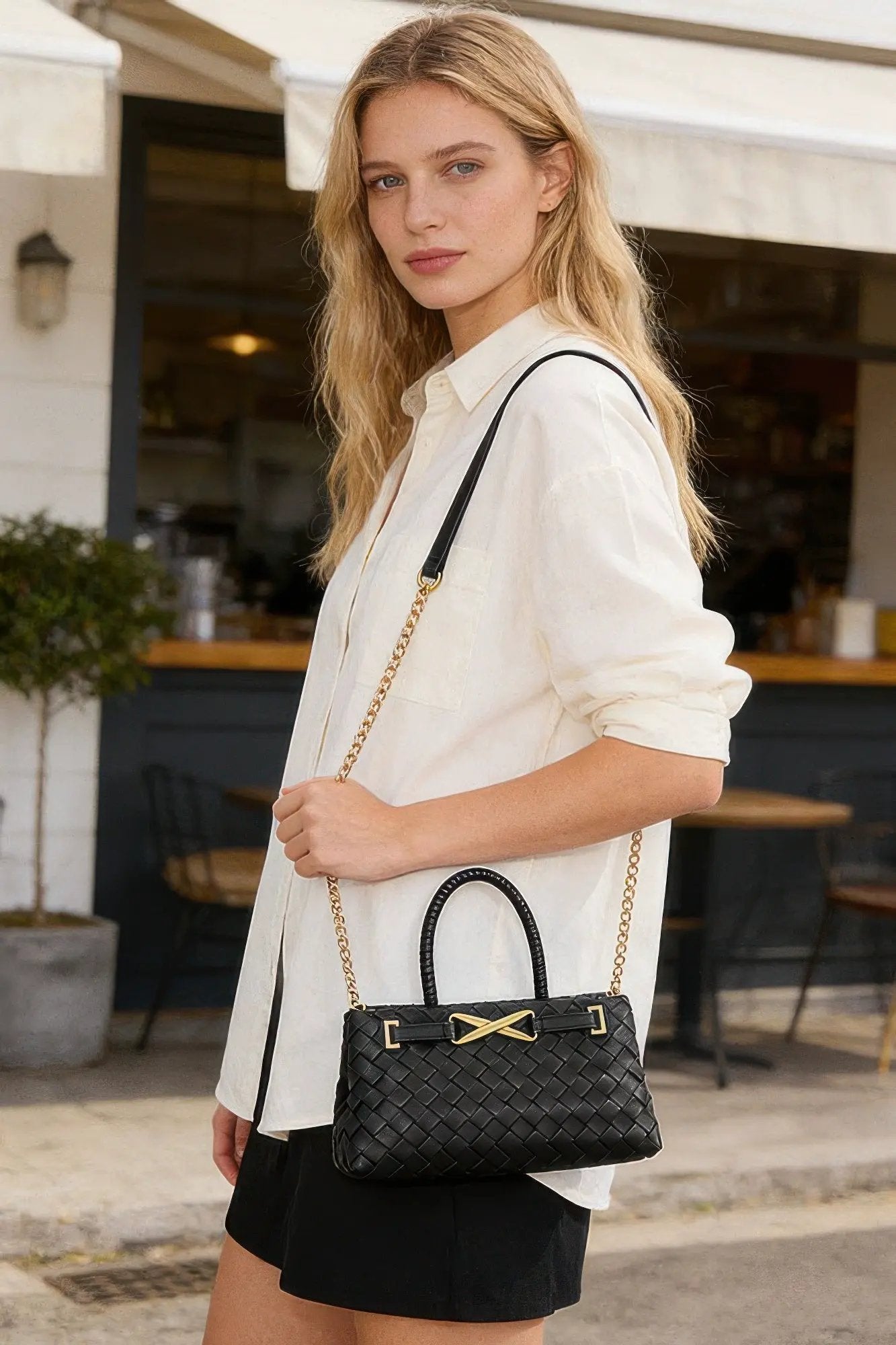 Women's Top Handle Bag Braided Vegan Leather BYMANYC ® New York CONTEMPORARY WOVEN STRUCTURED PURSE - New Collection by BYMANYC New York