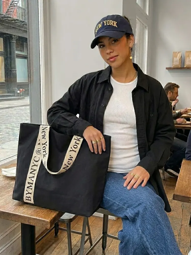 WOMEN'S BAG Black Canvas Tote NOHO - BYMANYC ® New York by BYMANYC ® New York