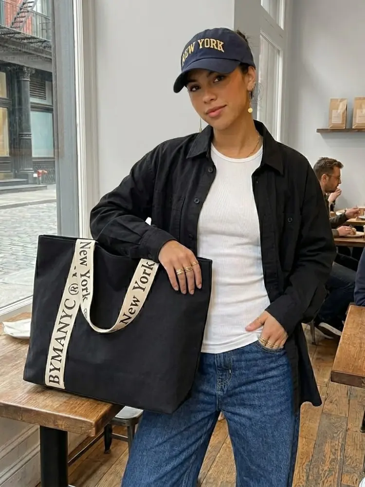WOMEN'S BAG Black Canvas Tote NOHO - BYMANYC ® New York by BYMANYC ® New York