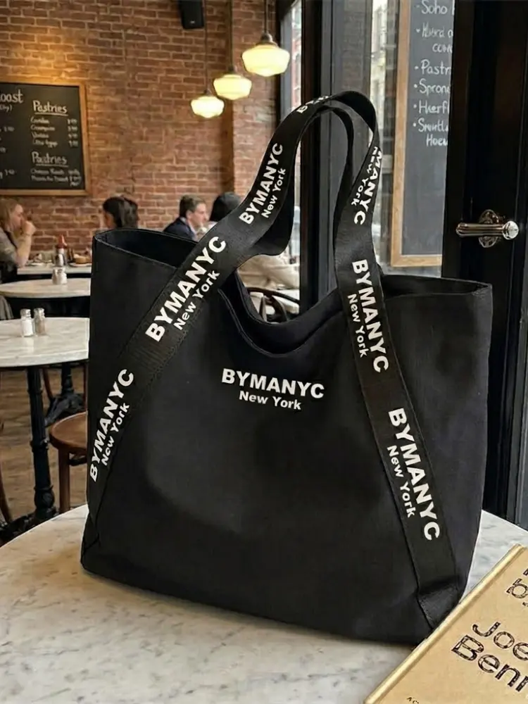 WOMEN'S BAG Black Canvas Tote SOHO - BYMANYC ® New York by BYMANYC ® New York