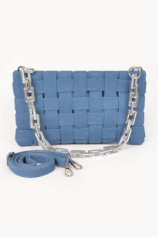 WOMEN'S BAG TRIBECA Denim Braided Chain Shoulder – BYMANYC ® New York by BYMANYC ® New York