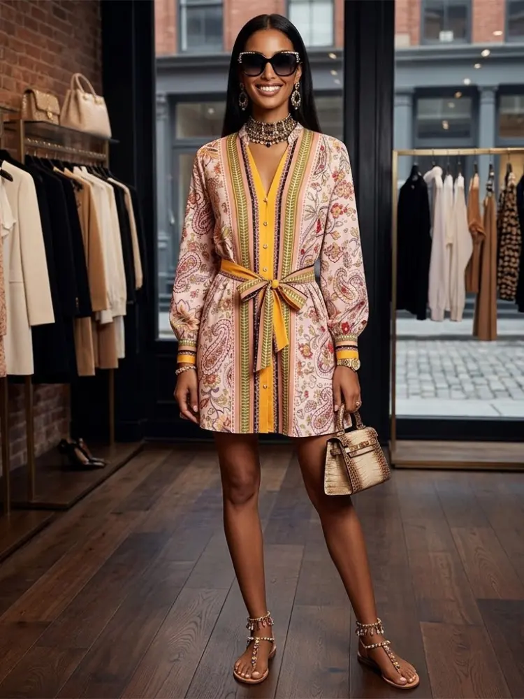 Tribeca Paisley Maxi Dress For Women By BYMANYC New York Day To Night Silhouette by BYMANYC ® New York