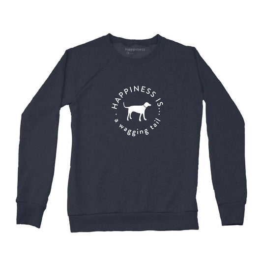Women's Wagging Tail Crew Sweatshirt, True Navy by Pets Collection