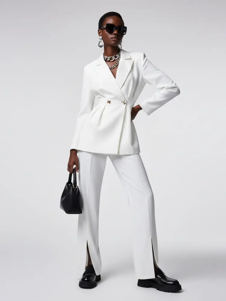 White Tailored Blazer and Trousers Set - WILLIAMSBURG: New Collection COUTURE in BROOKLYN - BYMANYC ® New York by BYMANYC ® New York