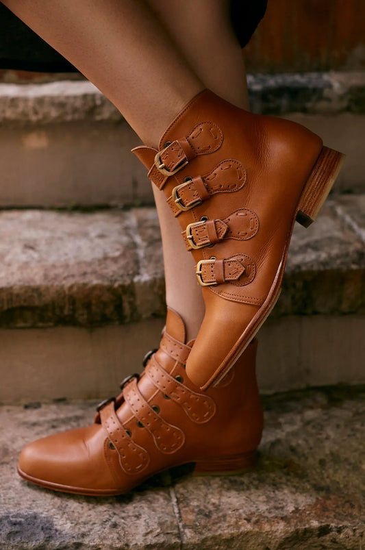 Wild Rose Leather Ankle Booties by ELF