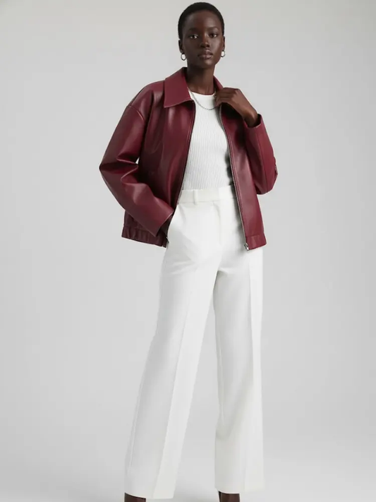 Wine Vegan Leather Blouson Jacket SULLIVAN: New Colección COUTURE in NOLITA - BYMANYC ® New York by BYMANYC ® New York