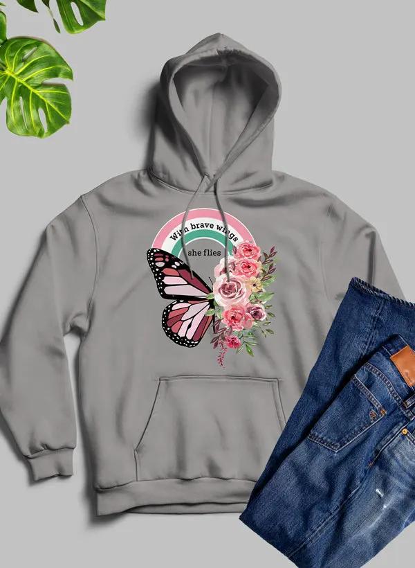 With Brave Wings She Flies Hoodie by Merch