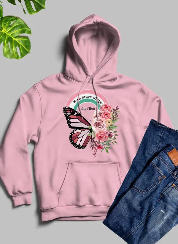 With Brave Wings She Flies Hoodie by Merch