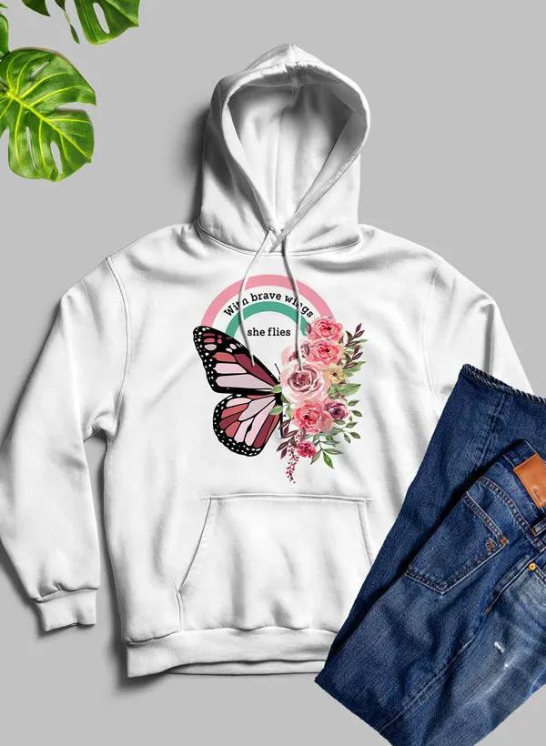 With Brave Wings She Flies Hoodie by Merch