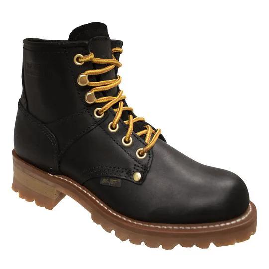 Women 6" Logger, Black Leather Boots by AdTec
