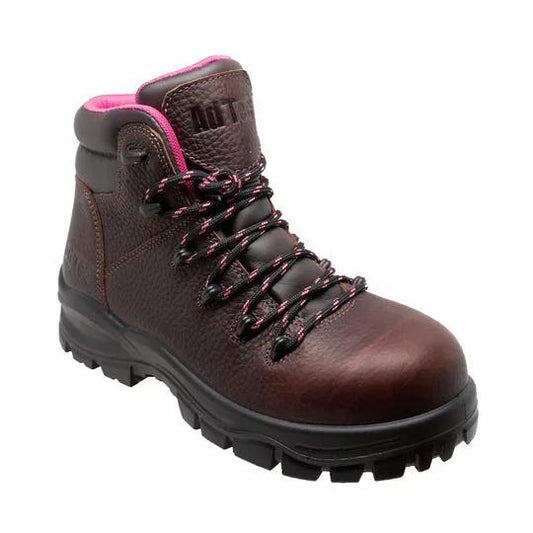 Women 6'' Waterproof Soft Toe Work Boot Brown Leather Boots by AdTec