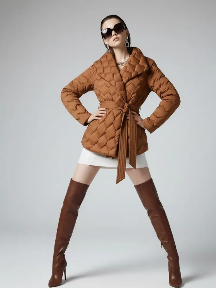 Women's Belted Padded Puffer Jacket UPPER WEST SIDE New Collection Couture in Manhattan BYMANYC ® New York by BYMANYC ® New York