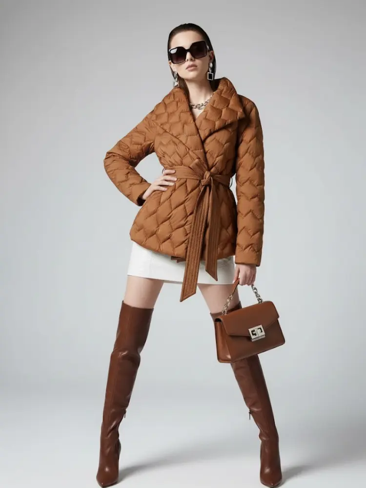 Women's Belted Padded Puffer Jacket UPPER WEST SIDE New Collection Couture in Manhattan BYMANYC ® New York by BYMANYC ® New York