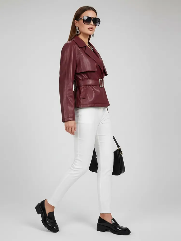 Women's Collared Zip Jacket BURGUNDY - RED HOOK: New Collection COUTURE in BROOKLYN - BYMANYC ® New York by BYMANYC ® New York