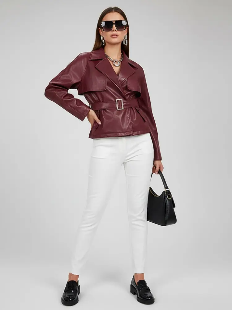 Women's Collared Zip Jacket BURGUNDY - RED HOOK: New Collection COUTURE in BROOKLYN - BYMANYC ® New York by BYMANYC ® New York