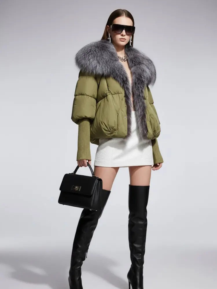 Women's Cropped Fur Puffer Jacket GOWANUS New Collection Couture in Manhattan BYMANYC ® New York by BYMANYC ® New York