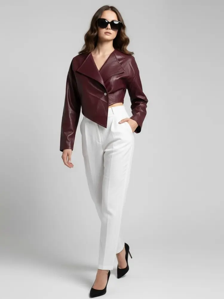 Women's Cropped Vegan Leather Jacket HARLEM COUTURE BYMANYC ® New York by BYMANYC ® New York